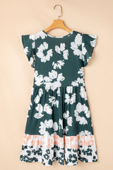 Floral Print Ruffle Sleeve Empire Waist Mini Dress Mini Dresses JT's Designer Fashion