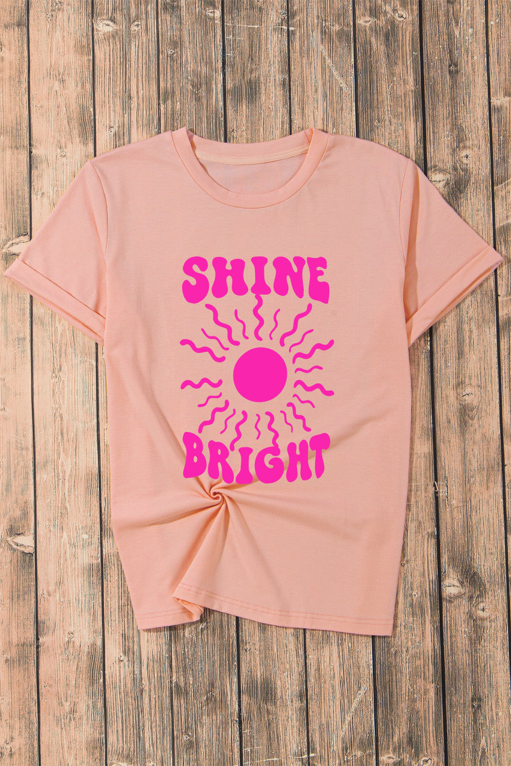 Pink SHINE BRIGHT Graphic Casual Tee Graphic Tees JT's Designer Fashion