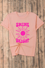 Pink SHINE BRIGHT Graphic Casual Tee Graphic Tees JT's Designer Fashion