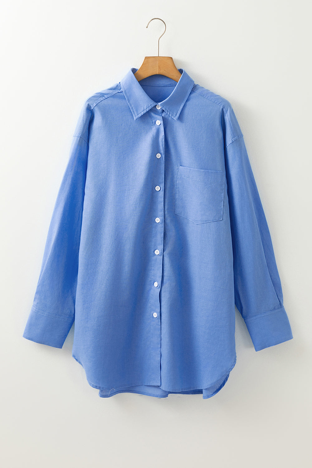 Blue Boyfriend Chest Pocket Tunic Shirt Blouses & Shirts JT's Designer Fashion