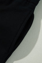 Black Solid Color Fleece Lined Drawstring Waist Casual Pants Pants & Culotte JT's Designer Fashion