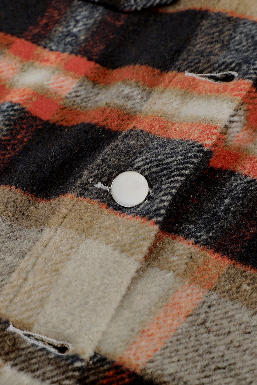 Khaki Geometric Plaid Print Pocketed Shacket Plaid Shackets JT's Designer Fashion