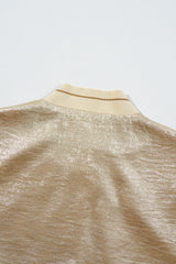 Pale Khaki Metallic Zip up Baseball Jacket Jackets JT's Designer Fashion