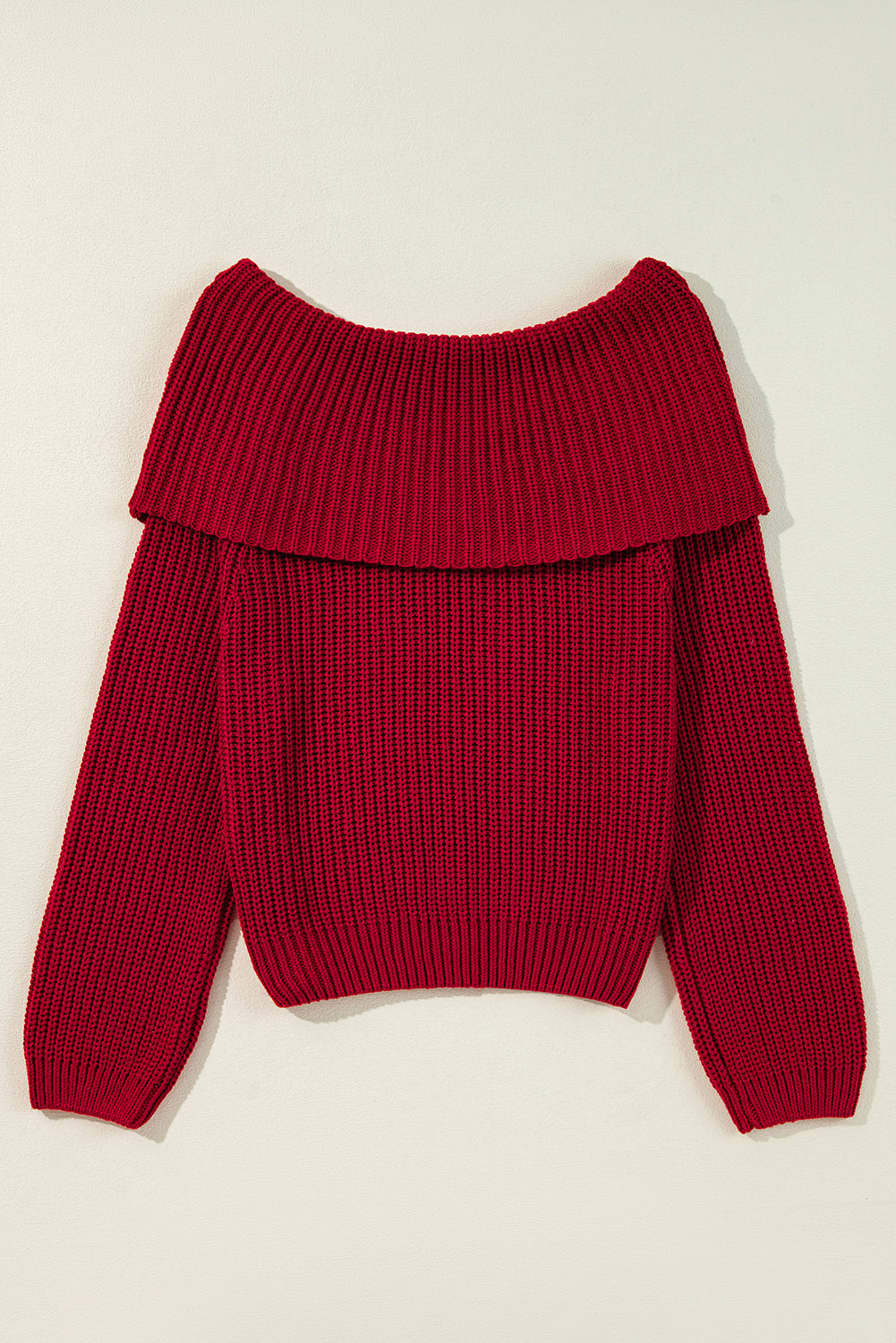 Racing Red Off-the-shoulder Knit Sweater Sweaters JT's Designer Fashion