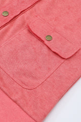 Fiery Red Vintage Washed Flap Pocket Button Shacket Jackets JT's Designer Fashion