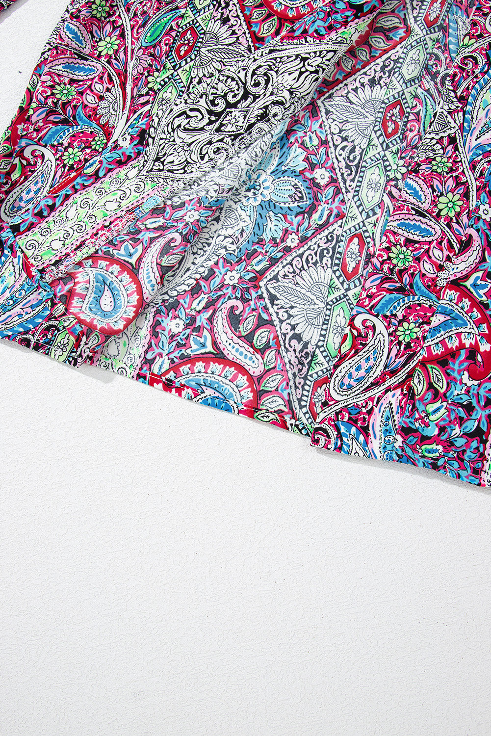 Red Paisley Print Open Front Kimono Kimonos JT's Designer Fashion