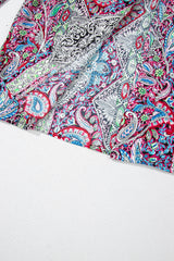Red Paisley Print Open Front Kimono Kimonos JT's Designer Fashion