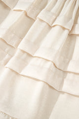 Beige Tiered Ruffled Hemline Elastic Waist Mini Skirt Skirts & Petticoat JT's Designer Fashion