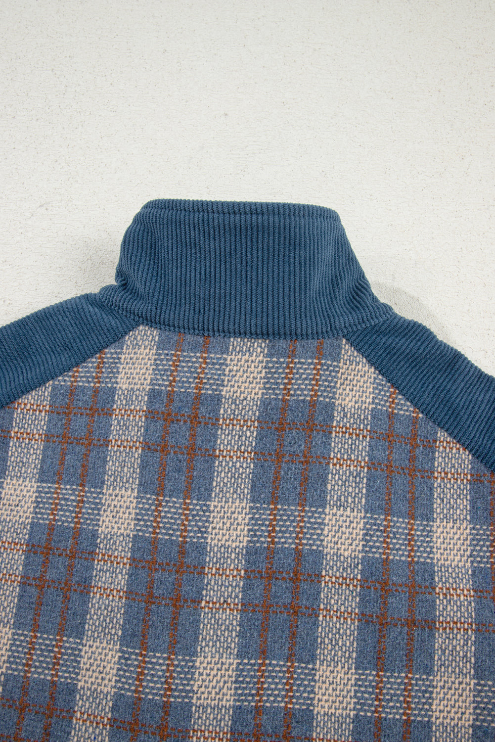 Gray Plaid Corduroy Patchwork Collared Zip Up Snap Button Jacket Plaid Shackets JT's Designer Fashion