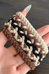 Khaki 5pcs Smile Face Decor Braided Hair Ties Headwear JT's Designer Fashion