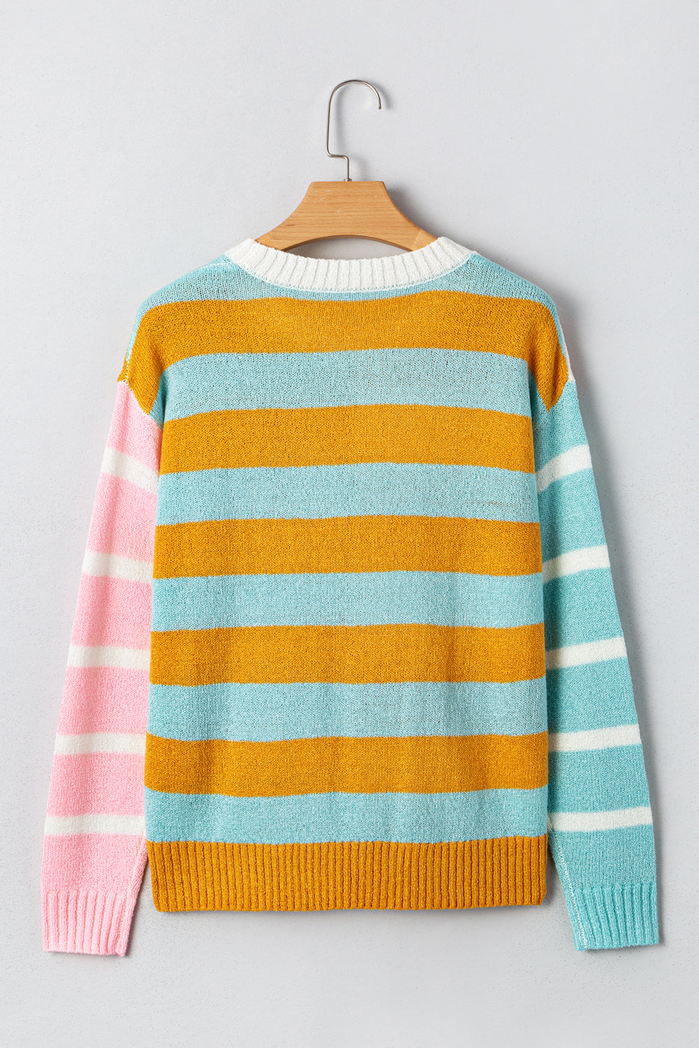 Jurassic Gold Color Block Striped Pullover Sweater Sweaters JT's Designer Fashion
