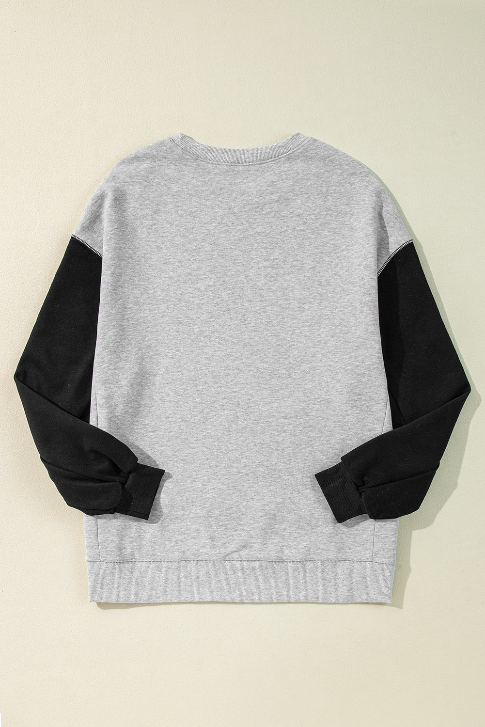 Gray Two Tone Patchwork Drop Shoulder Pullover Sweatshirt Sweatshirts & Hoodies JT's Designer Fashion