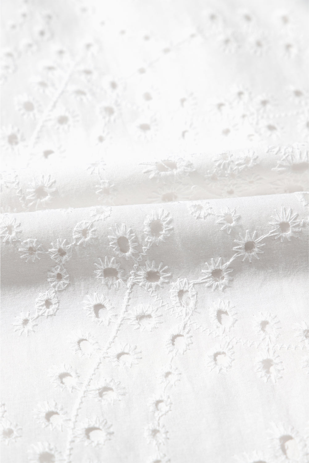 White Floral Eyelet Embroidered Sleeveless Shift Dress Mini Dresses JT's Designer Fashion