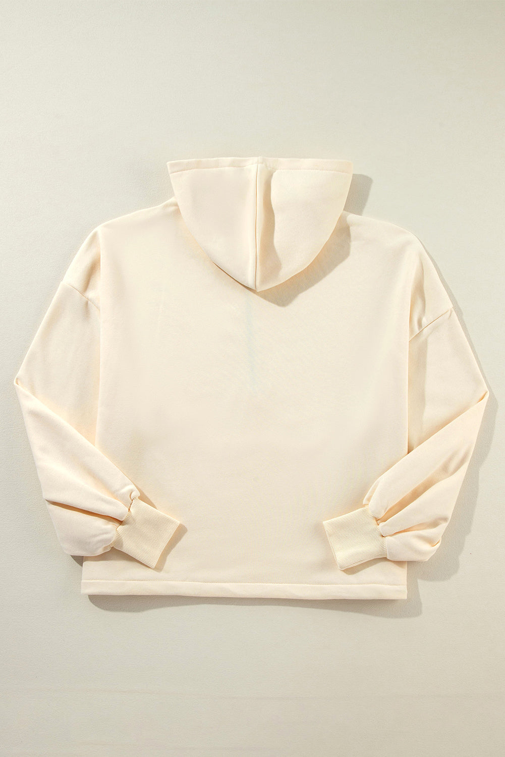 Beige Fleece Lined Half Zipper Kangaroo Pockets Loose Hoodie Sweatshirts & Hoodies JT's Designer Fashion