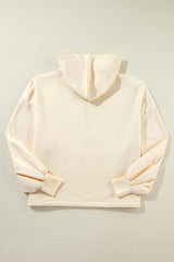 Beige Fleece Lined Half Zipper Kangaroo Pockets Loose Hoodie Sweatshirts & Hoodies JT's Designer Fashion