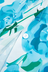 Green Floral Frilled Collar Three Quarters Sleeve Elegant Shirt Blouses & Shirts JT's Designer Fashion