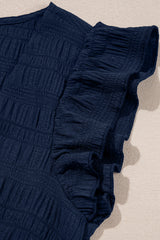 Dirty blue Textured Square Neck Top and Shirred High Waist Shorts Set Short Sets JT's Designer Fashion