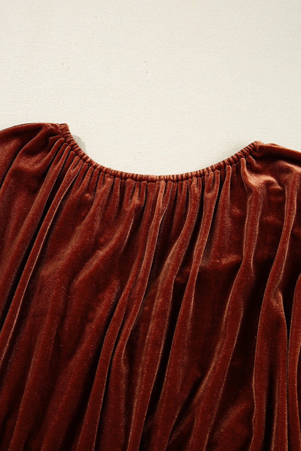 Clay Elastic V Neck Puff Sleeve Short Velvet Dress JT's Designer Fashion