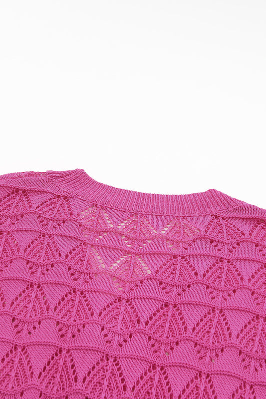 Rose Lightweight Buttoned Front Crochet Cardigan Cardigans JT's Designer Fashion