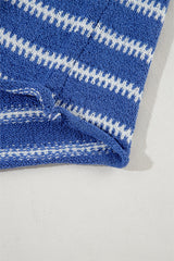 Sky Blue Stripe Drop Shoulder Casual Sweater Sweaters JT's Designer Fashion