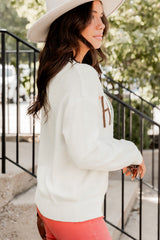 White Thankful Ivory Embroidered Sweater Sweaters JT's Designer Fashion