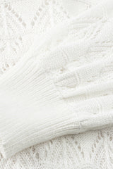 White Lightweight Buttoned Front Crochet Cardigan Cardigans JT's Designer Fashion