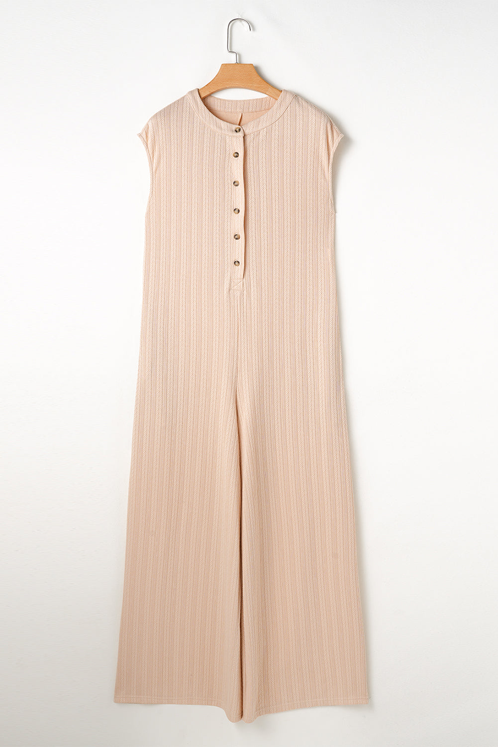 Smoke Gray Textured Buttoned Wide Leg Sleeveless Jumpsuit Jumpsuits & Rompers JT's Designer Fashion