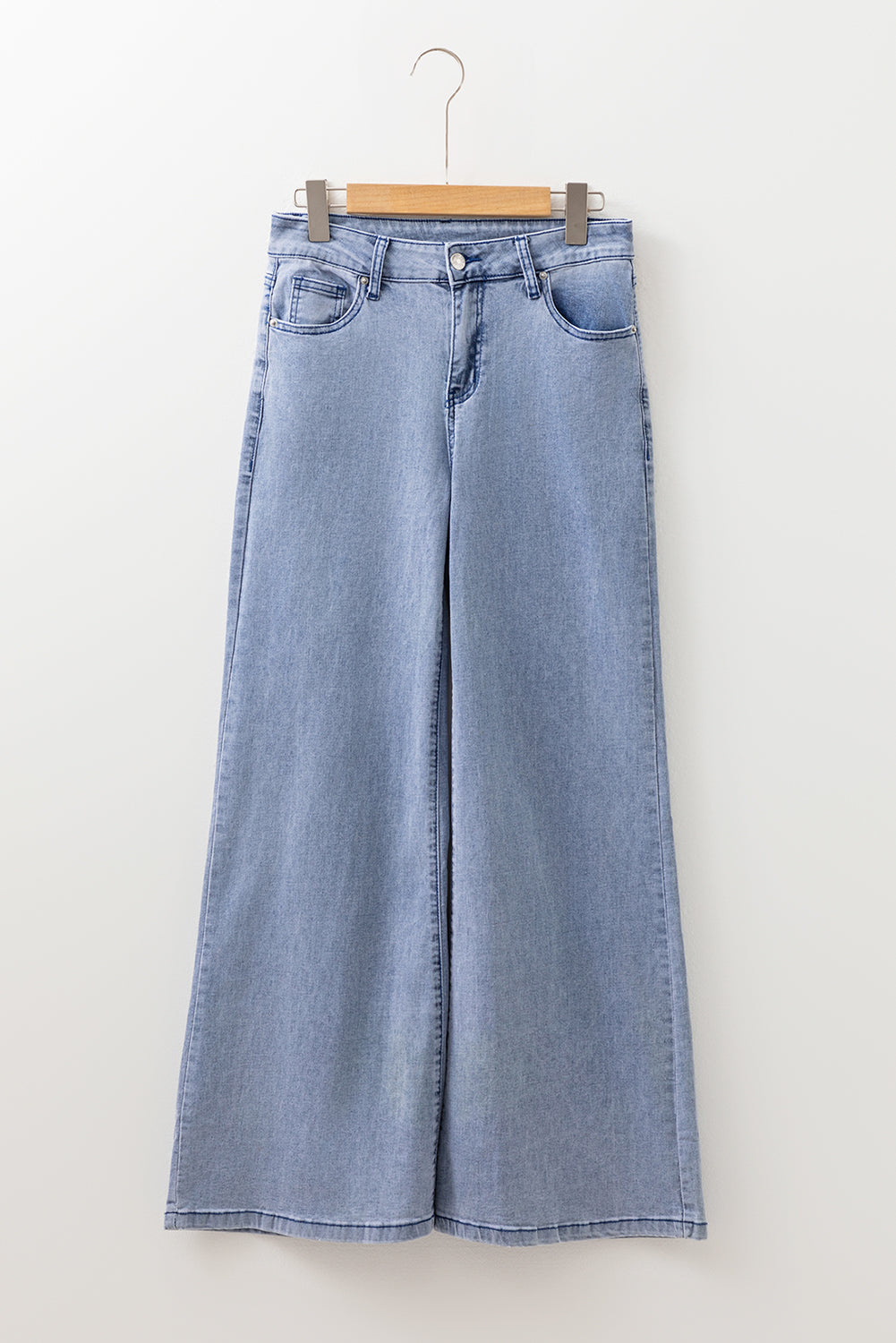Beau Blue High Waist Button Zip Fly Bell Bottom Jeans Jeans JT's Designer Fashion