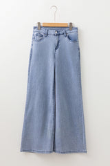 Beau Blue High Waist Button Zip Fly Bell Bottom Jeans Jeans JT's Designer Fashion