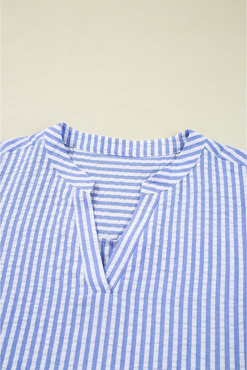 Sky Blue Stripe Bracelet Sleeve Tiered Shift Dress with Pockets JT's Designer Fashion