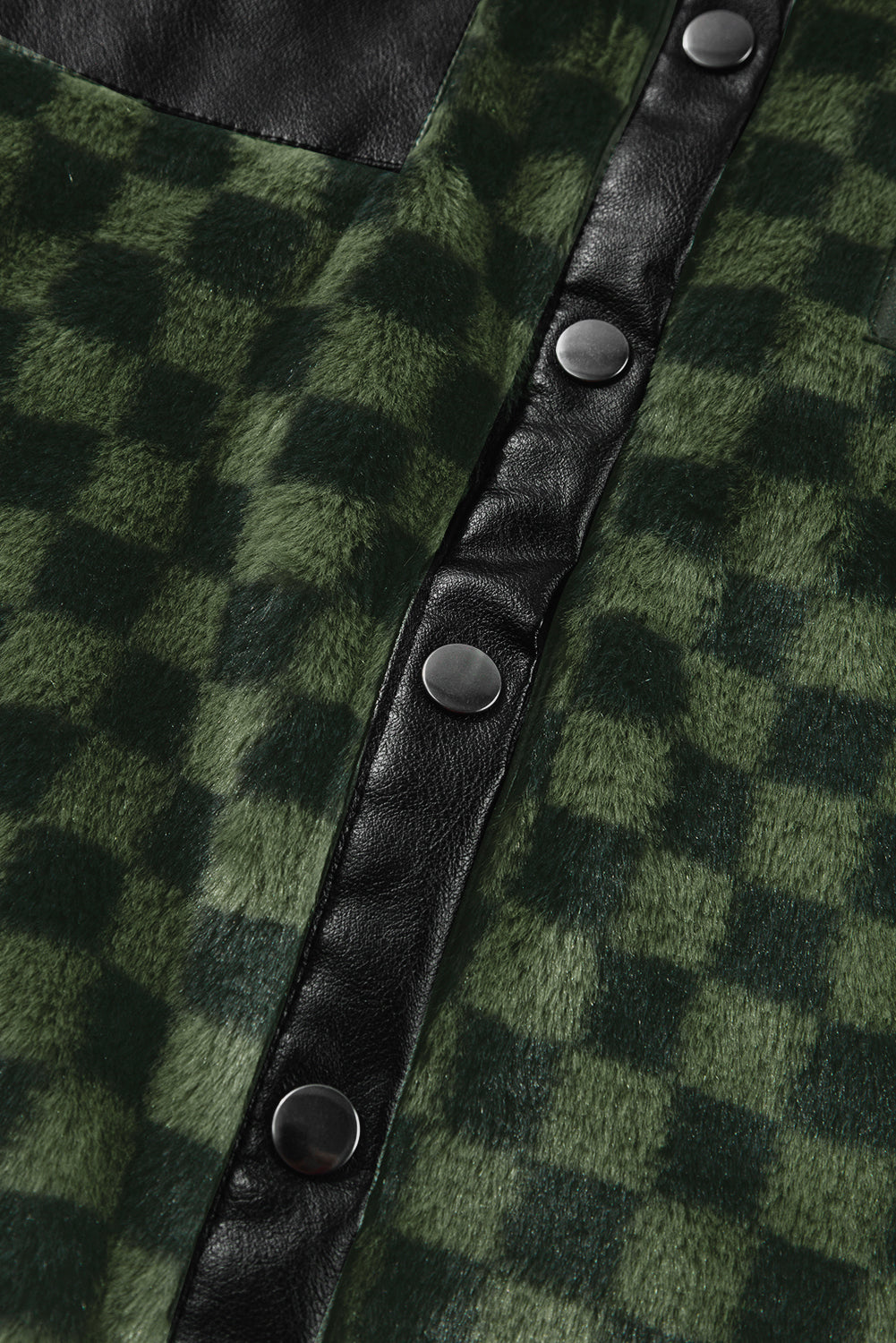 Vineyard Green Fleece Checkerboard Flap Pocket Snap Button Jacket Jackets JT's Designer Fashion
