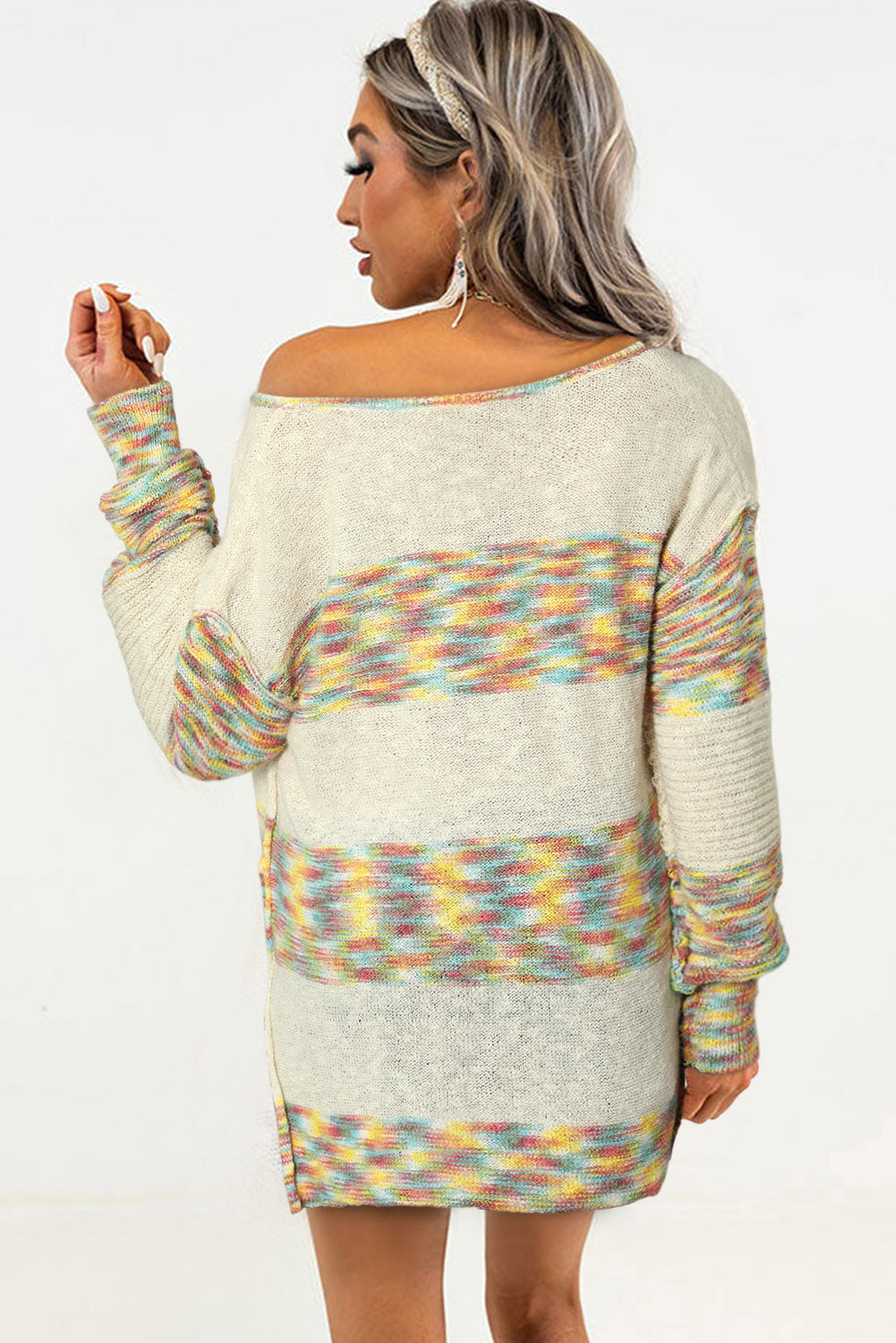 Multicolor Space Dye Henley Knit Sweater Sweaters & Cardigans JT's Designer Fashion