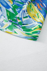 Green Leaves Print Short Sleeve Surplice Neck Ruffled Trim Plus Size Maxi Dress Plus Size Maxi Dresses JT's Designer Fashion