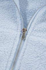 Beau Blue Cropped Sherpa Zip Up Hoodie Sweatshirts & Hoodies JT's Designer Fashion