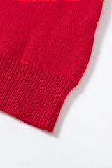 Racing Red Merry Graphic Sequin Sleeve Turtleneck Sweater Sweaters JT's Designer Fashion