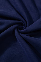 Navy Blue Solid O Neck High Low Hem Pullover Sweatshirt Sweatshirts & Hoodies JT's Designer Fashion