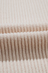 Brown Stripe Plus Size Contrast Trim Crew Neck Rib Knit Drop Shoulder Sweater Plus Size Sweaters & Cardigans JT's Designer Fashion