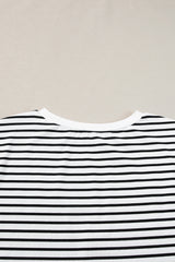 White Stripe Contrast Edge Tee and Shorts Set Short Sets JT's Designer Fashion