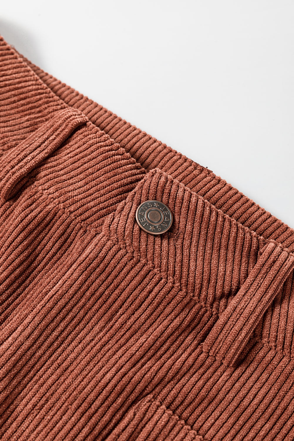 Brown High Waist Square Pockets Corduroy Pants Pants & Culotte JT's Designer Fashion