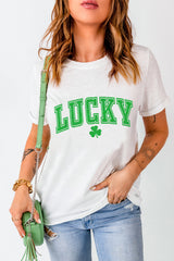 White Lucky Graphic St. Patricks Tee Graphic Tees JT's Designer Fashion