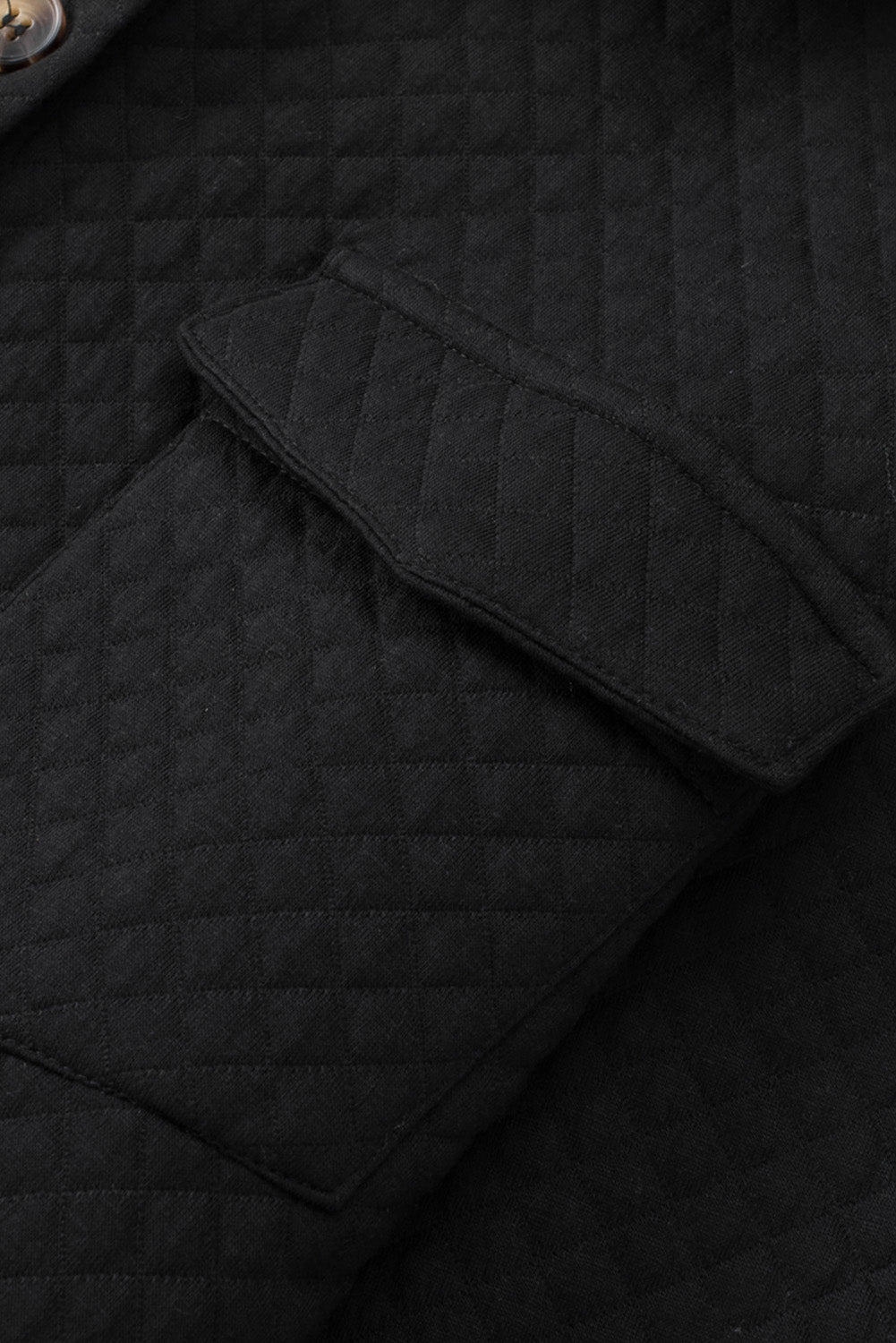 Black Retro Quilted Flap Pocket Button Shacket Jackets JT's Designer Fashion