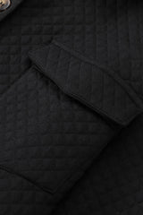 Black Retro Quilted Flap Pocket Button Shacket Jackets JT's Designer Fashion