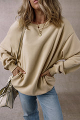 Parchment Solid Loose Crew Neck Fleece Sweatshirt Sweatshirts & Hoodies JT's Designer Fashion