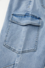 Beau Blue Bowknot Decor Boyfriend Cargo Jeans Jeans JT's Designer Fashion