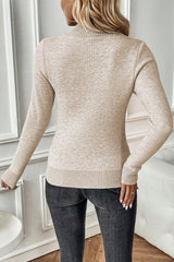 Apricot Thermal Lined Ribbed Knit Mock Neck Sweater Sweaters JT's Designer Fashion
