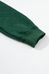 Blackish Green Quilted Patchwork Exposed Seam Hoodie Sweatshirts & Hoodies JT's Designer Fashion