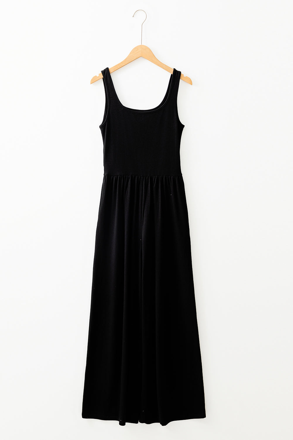 Black Peekaboo Wide Leg Square Neck Sleeveless Jumpsuit Jumpsuits & Rompers JT's Designer Fashion
