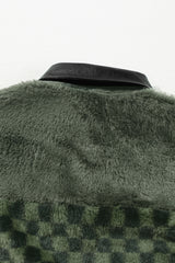Vineyard Green Fleece Checkerboard Flap Pocket Snap Button Jacket Jackets JT's Designer Fashion