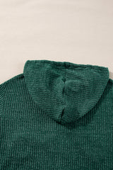 Evergreen Ribbed Zip Up Front Drawstring Hoodie Sweatshirts & Hoodies JT's Designer Fashion