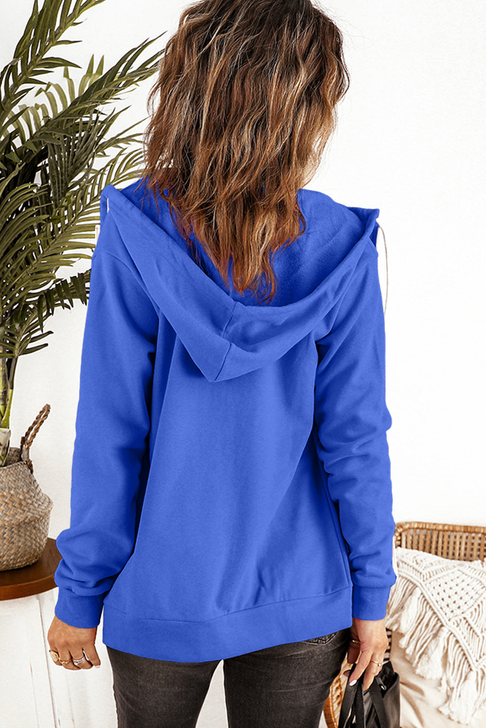 Blue Zip-up Hoodie Jacket Sweatshirts & Hoodies JT's Designer Fashion